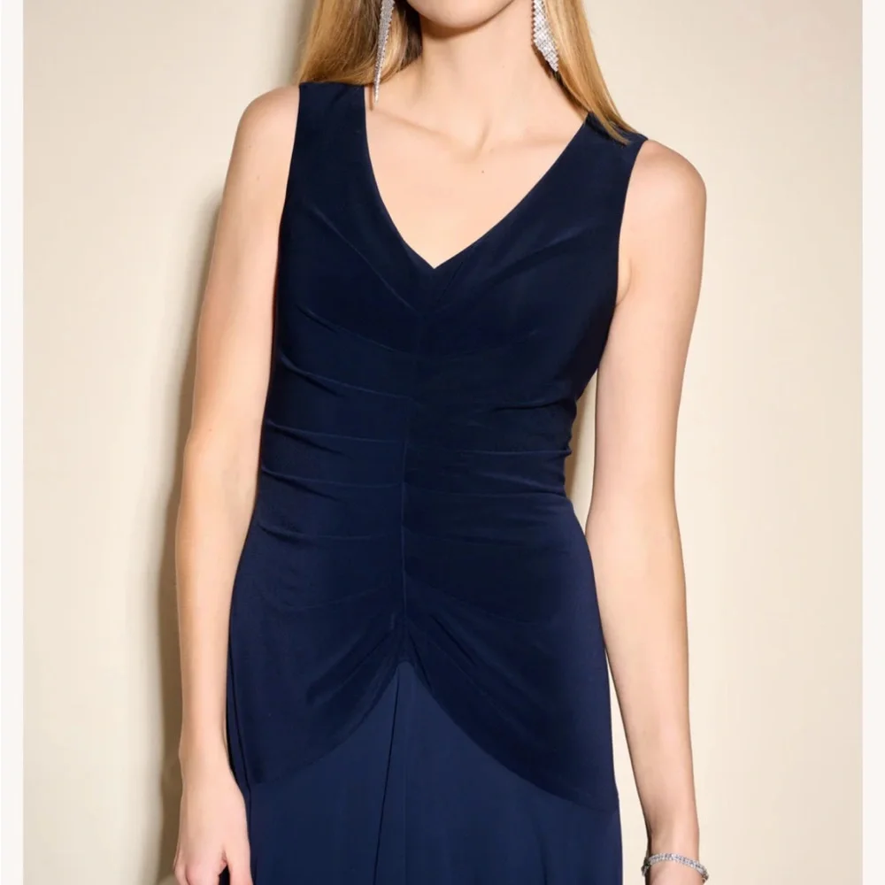 NWT Joseph Ribkoff Pleated High-Low Maxi Dress in black - Picture 3 of 5